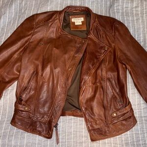 Stetson Women’s Cognac Brown Genuine Leather Jacket